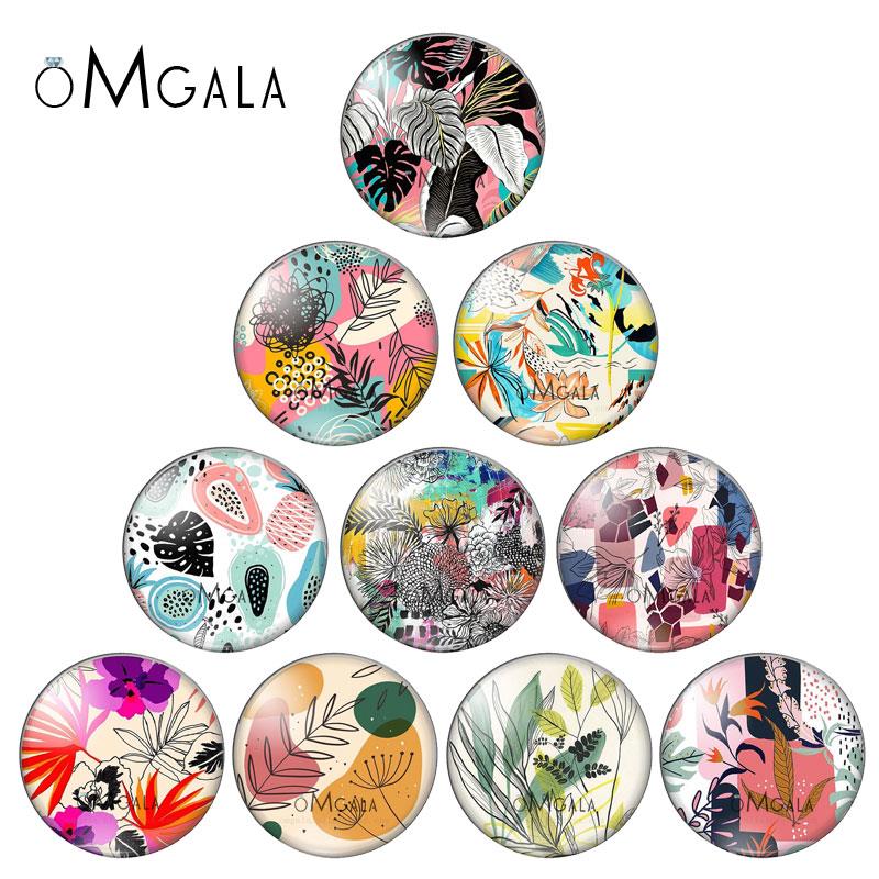 Jewelry Making Drawing - Cabochão de vidro de folhas coloridas,