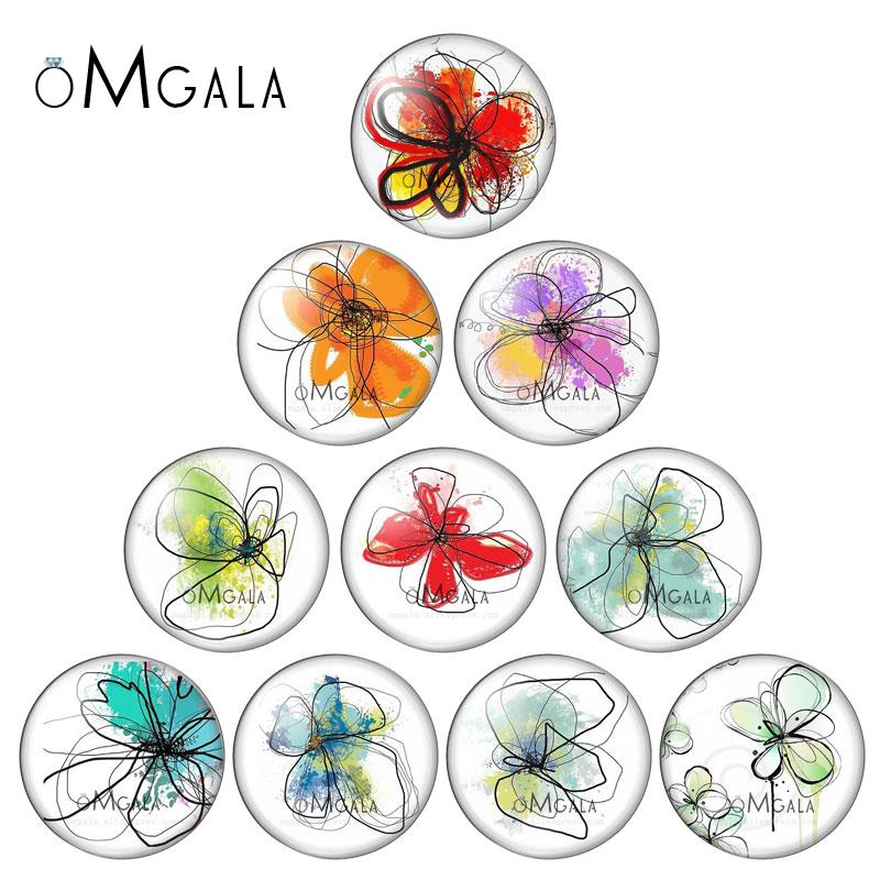 Jewelry Making Drawing - Misturar cores arte desenho flores 12mm/14mm/16mm/18mm/20mm/25mm/30mm