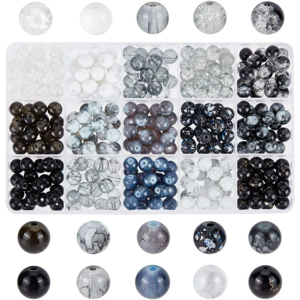 300 peças 8mm contas de vidro  - Jewelry Making Course avaliação e preço