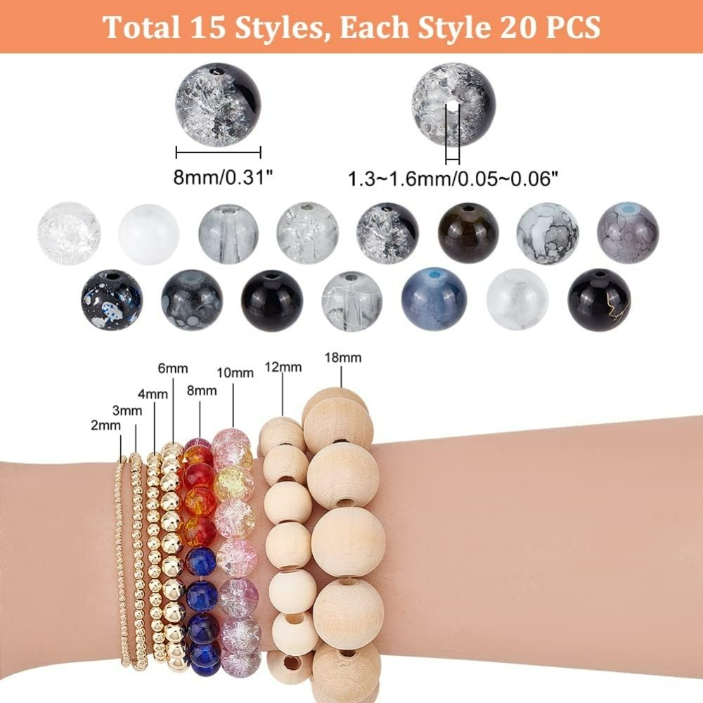 300 peças 8mm contas de vidro  - Jewelry Making Course avaliação e preço